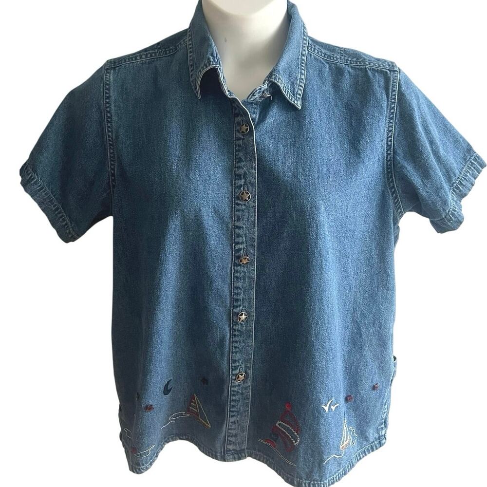 Christopher & Banks Blue Denim Blouse